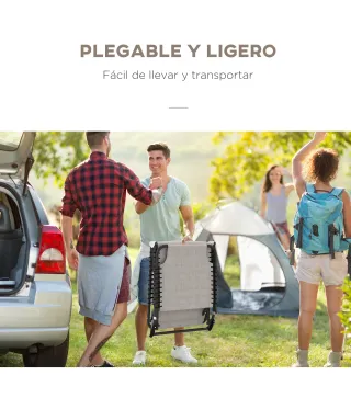 Tumbona Plegable, Tumbona Jardín Exterior Reclinable 4 Posiciones con Reposacabezas y Marco de Acero, Carga 120 kg, para Terraza