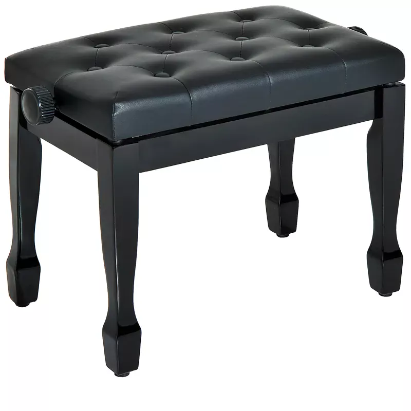 Banco de Piano Altura Ajustable Banqueta de Piano Asiento de Cuero Sintético Patas de Madera 64x35x55 cm Negro Banco de Piano Altura Ajustable Banqueta de Piano Asiento de Cuero Sintético Patas de Madera 64x35x55 cm Negro