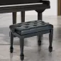 Banco de Piano Altura Ajustable Banqueta de Piano Asiento de Cuero Sintético Patas de Madera 64x35x55 cm Negro