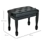 Banco de Piano Altura Ajustable Banqueta de Piano Asiento de Cuero Sintético Patas de Madera 64x35x55 cm Negro