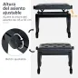 Banco de Piano Altura Ajustable Banqueta de Piano Asiento de Cuero Sintético Patas de Madera 64x35x55 cm Negro
