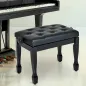 Banco de Piano Altura Ajustable Banqueta de Piano Asiento de Cuero Sintético Patas de Madera 64x35x55 cm Negro
