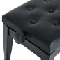 Banco de Piano Altura Ajustable Banqueta de Piano Asiento de Cuero Sintético Patas de Madera 64x35x55 cm Negro