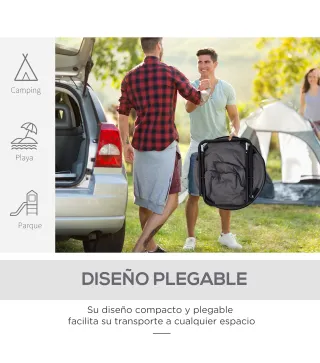 Silla de Platillo Plegable Silla de Luna con Asiento de Tela Oxford y Patas de Metal Carga 120 kg 80x80x75 cm Gris