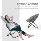 Silla de Platillo Plegable Silla de Luna con Asiento de Tela Oxford y Patas de Metal Carga 120 kg 80x80x75 cm Gris