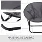 Silla de Platillo Plegable Silla de Luna con Asiento de Tela Oxford y Patas de Metal Carga 120 kg 80x80x75 cm Gris