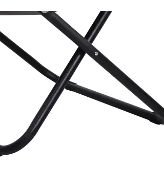 Silla de Platillo Plegable Silla de Luna con Asiento de Tela Oxford y Patas de Metal Carga 120 kg 80x80x75 cm Gris