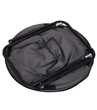 Silla de Platillo Plegable Silla de Luna con Asiento de Tela Oxford y Patas de Metal Carga 120 kg 80x80x75 cm Gris