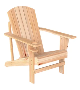 Silla Adirondack de Madera con Reposabrazos y Respaldo Alto para Terraza Balcón Exterior 72x95x93 cm Natural