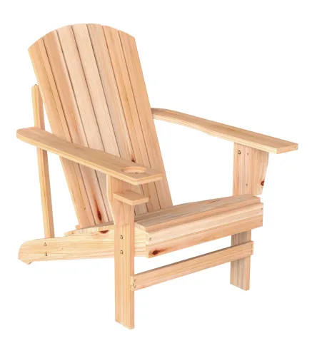 Silla Adirondack de Madera con Reposabrazos y Respaldo Alto para Terraza Balcón Exterior 72x95x93 cm Natural