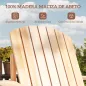 Silla Adirondack de Madera con Reposabrazos y Respaldo Alto para Terraza Balcón Exterior 72x95x93 cm Natural