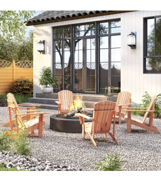 Silla Adirondack de Madera con Reposabrazos y Respaldo Alto para Terraza Balcón Exterior 72x95x93 cm Natural