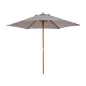 Sombrilla de Jardín Ø250x230 cm Parasol de Terraza con Marco de Madera 6 Varillas Sistema de Cuerda e Impermeable Gris