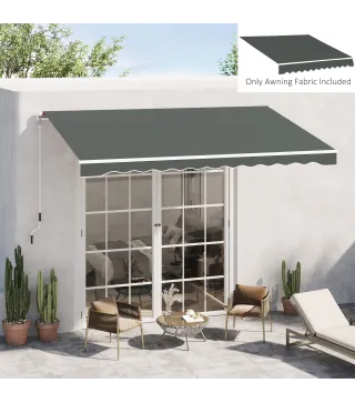 Techo de Repuesto para Toldo 382x240 cm Lona para Toldo con Dobladillo Protección UV Impermeable para Patio Gris