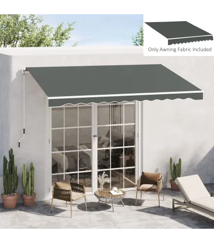 Techo de Repuesto para Toldo 382x240 cm Lona para Toldo con Dobladillo Protección UV Impermeable para Patio Gris