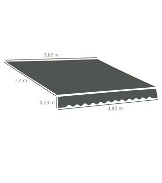 Techo de Repuesto para Toldo 382x240 cm Lona para Toldo con Dobladillo Protección UV Impermeable para Patio Gris
