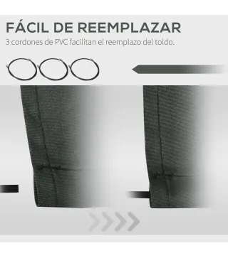 Techo de Repuesto para Toldo 382x240 cm Lona para Toldo con Dobladillo Protección UV Impermeable para Patio Gris