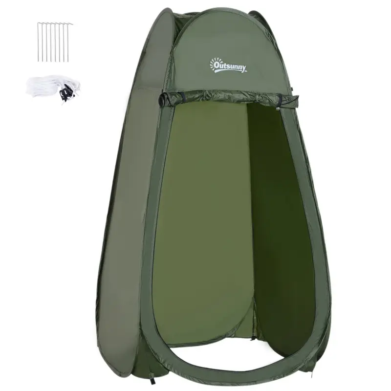 Tienda de Ducha Pop Up con Protección UV Techo Impermeable y Asa para Camping Playa 100x100x185 cm Verde