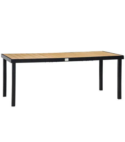 Mesa de Comedor Exterior de Aluminio Mesa de Jardín Exterior para 8 Personas con Encimera de Listones para Terraza Balcón 190x90