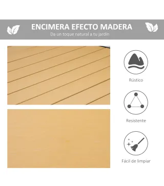 Mesa de Comedor Exterior de Aluminio Mesa de Jardín Exterior para 8 Personas con Encimera de Listones para Terraza Balcón 190x90