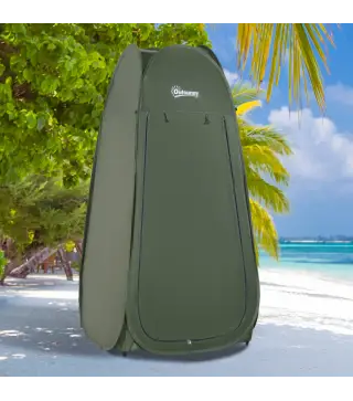 Tienda de Ducha Pop Up con Protección UV Techo Impermeable y Asa para Camping Playa 100x100x185 cm Verde