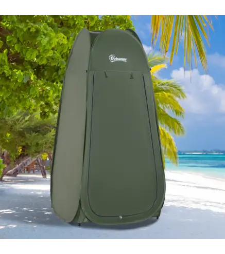 Tienda de Ducha Pop Up con Protección UV Techo Impermeable y Asa para Camping Playa 100x100x185 cm Verde