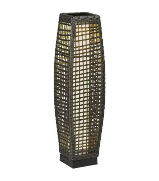 Lámpara Solar de Jardín de Ratán Sintético con Luces LED Encendido/Apagado Automático 21x21x78 cm Gris