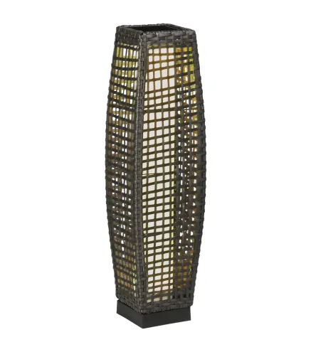 Lámpara Solar de Jardín de Ratán Sintético con Luces LED Encendido/Apagado Automático 21x21x78 cm Gris