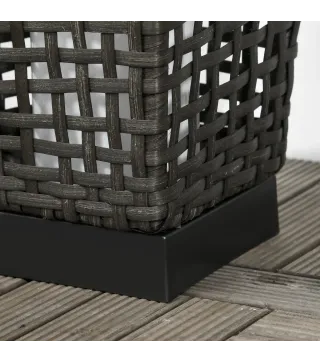 Lámpara Solar de Jardín de Ratán Sintético con Luces LED Encendido/Apagado Automático 21x21x78 cm Gris