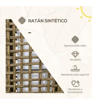 Lámpara Solar de Ratán Sintético con Luces LED Encendido/Apagado Automático para Exterior 15,5x15,5x69 cm Arena