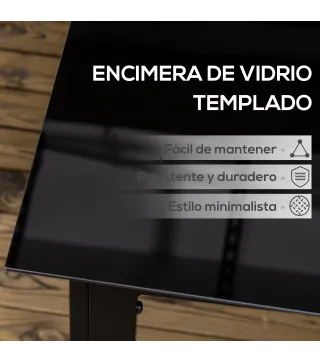 Mesa de Exterior Rectangular con Marco de Aluminio y Encimera de Cristal Carga 50 kg para Jardín 150x90x74 cm Negro