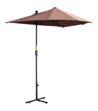 Parasol de Terraza 200x190x240 cm con Manivela Poste de Acero y Base Cruzada Anti-UV para Terraza Balcón Café