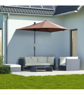 Parasol de Terraza 200x190x240 cm con Manivela Poste de Acero y Base Cruzada Anti-UV para Terraza Balcón Café