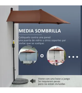 Parasol de Terraza 200x190x240 cm con Manivela Poste de Acero y Base Cruzada Anti-UV para Terraza Balcón Café