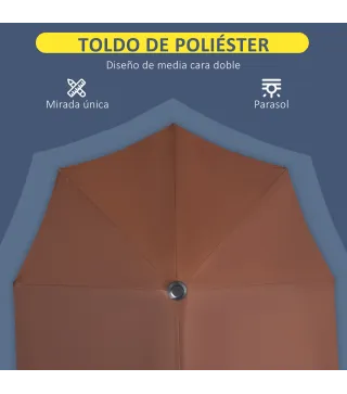 Parasol de Terraza 200x190x240 cm con Manivela Poste de Acero y Base Cruzada Anti-UV para Terraza Balcón Café