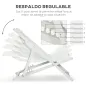 Conjunto de 2 Tumbonas Plegables de Aluminio con Respaldo Regulable en 5 Posiciones Reposacabezas 60x100x85 cm Blanco