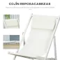 Conjunto de 2 Tumbonas Plegables de Aluminio con Respaldo Regulable en 5 Posiciones Reposacabezas 60x100x85 cm Blanco