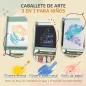 Caballete Infantil 3 en 1 Caballete para Niños de Doble Cara con Rollo de Papel Pizarras y 2 Cestas 54x46,5x93 cm Verde