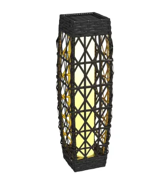 Lámpara Solar de Ratán Sintético con Luces LED Encendido/Apagado Automático para Exterior 20x20x68 cm Gris