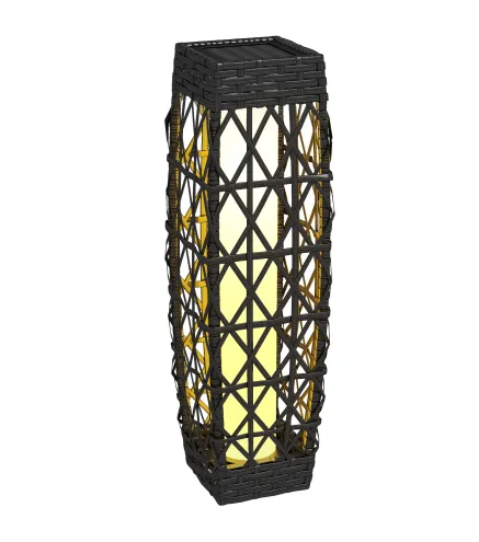 Lámpara Solar de Ratán Sintético con Luces LED Encendido/Apagado Automático para Exterior 20x20x68 cm Gris