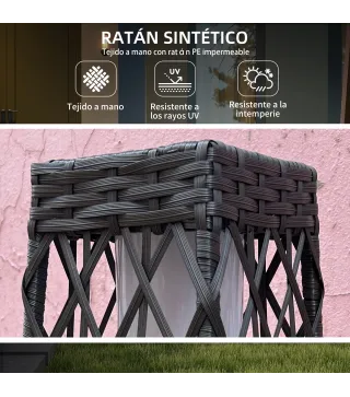 Lámpara Solar de Ratán Sintético con Luces LED Encendido/Apagado Automático para Exterior 20x20x68 cm Gris