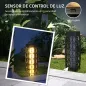 Lámpara Solar de Ratán Sintético con Luces LED Encendido/Apagado Automático para Exterior 20x20x68 cm Gris