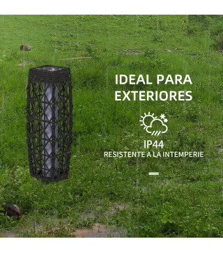 Lámpara Solar de Ratán Sintético con Luces LED Encendido/Apagado Automático para Exterior 20x20x68 cm Gris