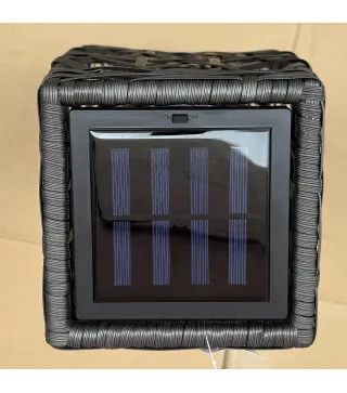 Lámpara Solar de Ratán Sintético con Luces LED Encendido/Apagado Automático para Exterior 20x20x68 cm Gris