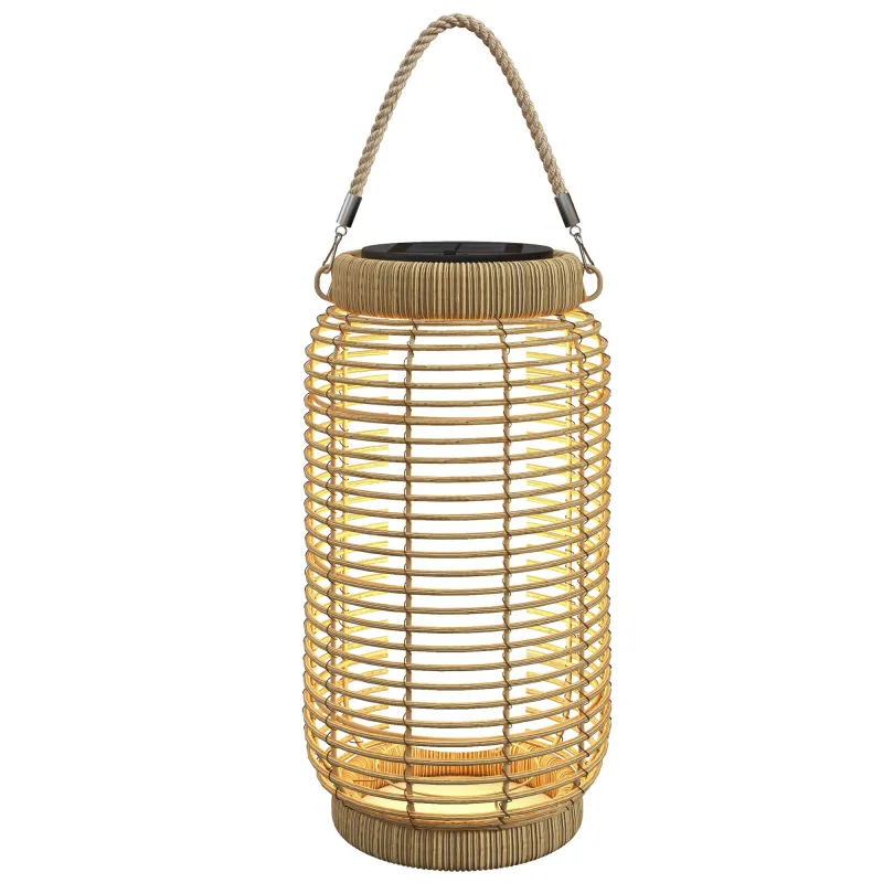 Farola Solar de Exterior con Panel Solar Luces LED Encendido y Apagado Automático para Interior Exterior Ø18x37 cm Arena