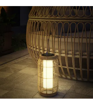 Farola Solar de Exterior con Panel Solar Luces LED Encendido y Apagado Automático para Interior Exterior Ø18x37 cm Arena