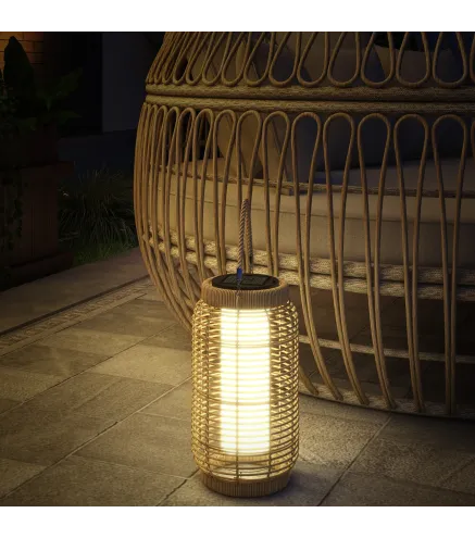 Farola Solar de Exterior con Panel Solar Luces LED Encendido y Apagado Automático para Interior Exterior Ø18x37 cm Arena