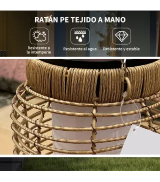 Farola Solar de Exterior con Panel Solar Luces LED Encendido y Apagado Automático para Interior Exterior Ø18x37 cm Arena