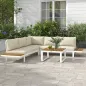 Juego de Muebles de Terraza Incluye 2 Sofás Dobles 1 Sofá Esquinero Reclinable y Mesa de Centro con Cojines Crema