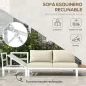 Juego de Muebles de Terraza Incluye 2 Sofás Dobles 1 Sofá Esquinero Reclinable y Mesa de Centro con Cojines Crema